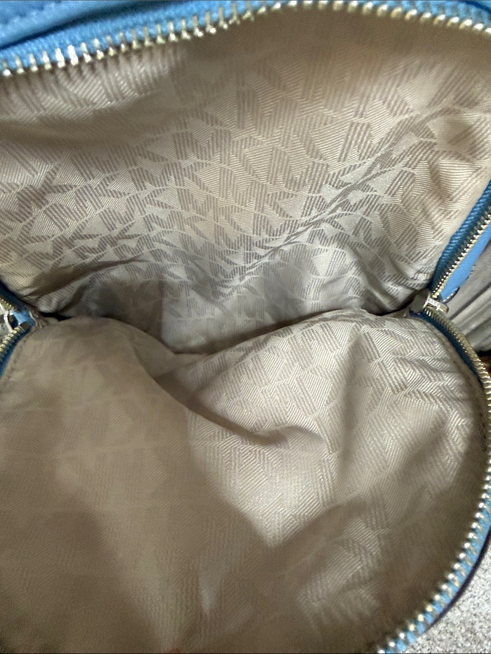 MICHAEL KORS  Blue Leather Medium Rhea Backpack w/ Silver Hardware & MK Card - Picture 8 of 9